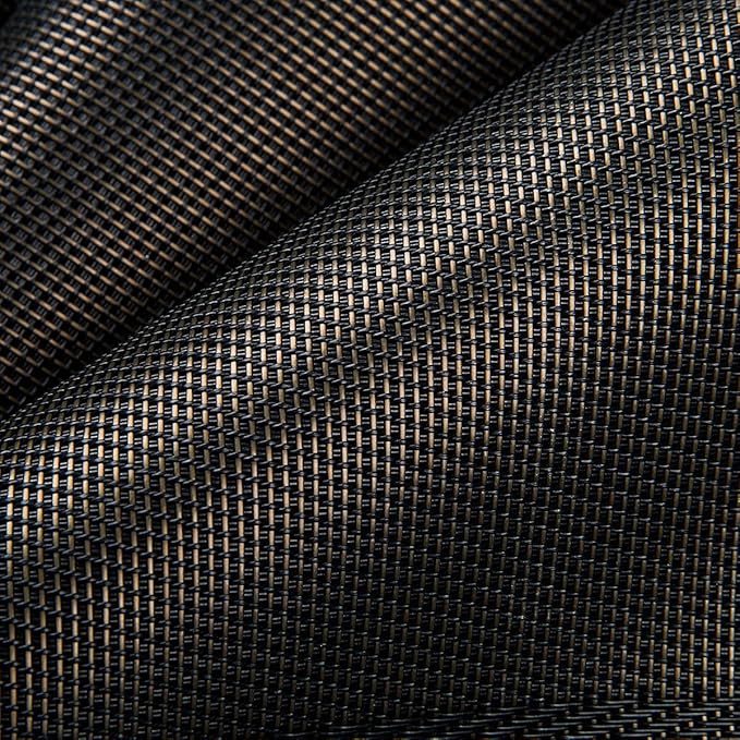 DACHUI Placemats Set of 8, Linen Look Woven Place Mats, Water Resistant, Heat Resistant, Washable, Durable Table Mats (Black Gold)