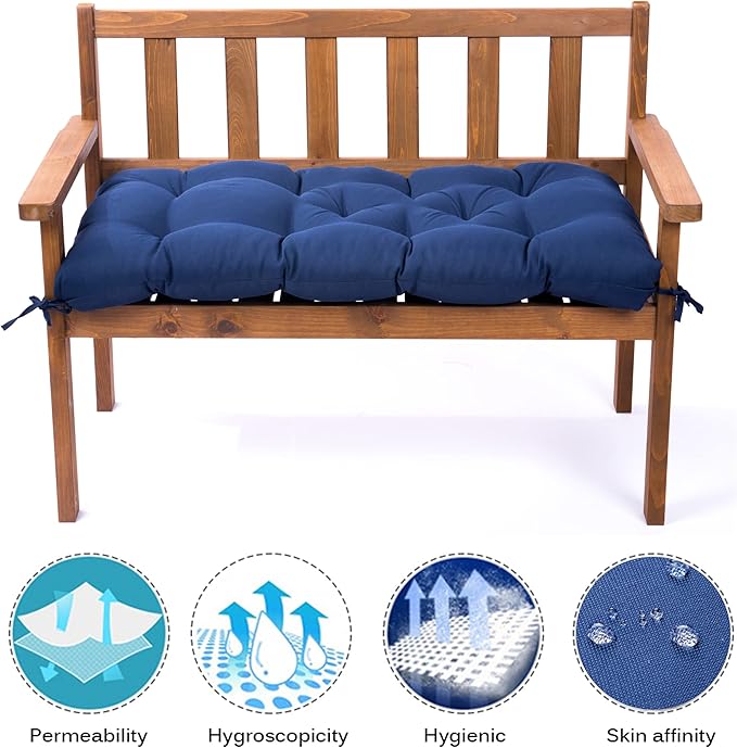 Outdoor Bench Cushion, Waterproof Swing Cushion Bench Seat Cushion, Swing Chair Replacement Seat Pads Cushion Pillow for Lounger Garden Furniture Patio Metal Wooden Bench (B, 47.24x20in)