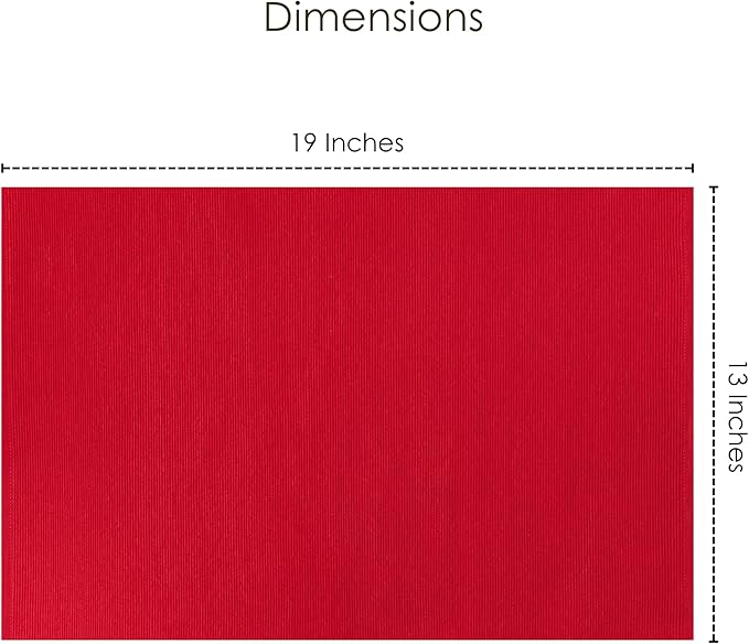 Cloth Placemats Set of 4, Cotton Blend Durable Layered Table Mats, Non-Slip Wrinkle Free Place Mats for Dining Table, Easy to Clean (Chinese Red, 13x19 Inch)