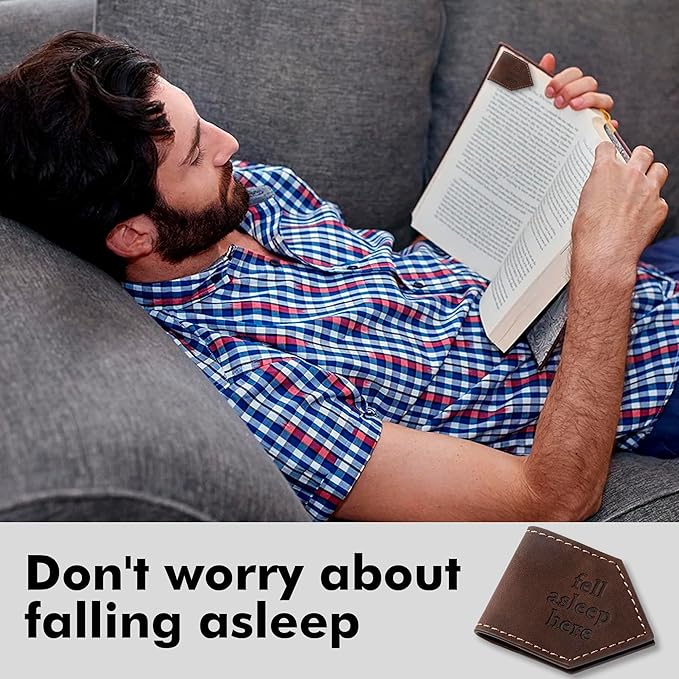 Fell Asleep Here Magnetic Faux Leather Bookmark for Book Lovers