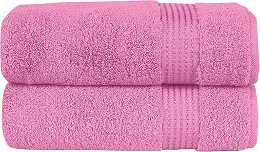 Elegant Comfort Premium Turkish Cotton 2 Pack Bath Towel Set - 27 x 54 inch, Luxurious Hotel Spa Quality 100% Turkish Cotton 2PC Bath Towel Set - Highly Absorbent - Soft Bathroom Towels, Light Pink