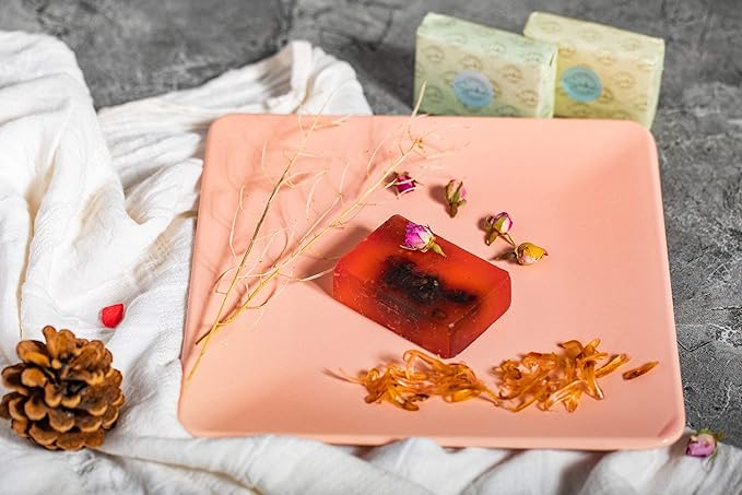 SABUN CO. Rose Oil Soap - Enriched with Rose Essential Oil & Rose Petals - 100% Handcrafted, pH Balanced, Moisturizing Natural Glycerin Soap - GREAT For Sensitive Skin & Facial Care [4.23 oz - 120 gr]