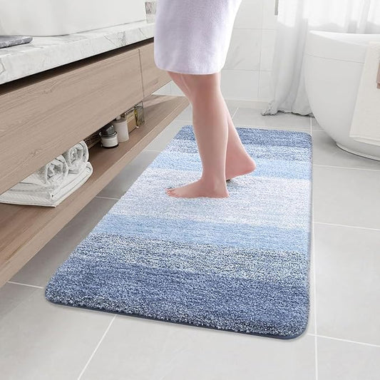 Arotive Microfiber Bathroom Rugs, Shaggy Soft and Absorbent Bath Rug, Non-Slip, Thick Plush Machine Washable Dry Bath Mats for Bathroom, Tub and Shower, 45x27, Light Blue