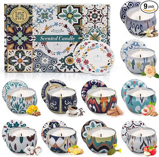Scented Candles Gift Set,10 Pack Candles for Home Scented,250 Hour Long Lasting Soy Candle with Two Coasters, Birthday Gifts for Women, Aromatherapy Candle for Stress Relief, Relaxation, Bath, Yoga