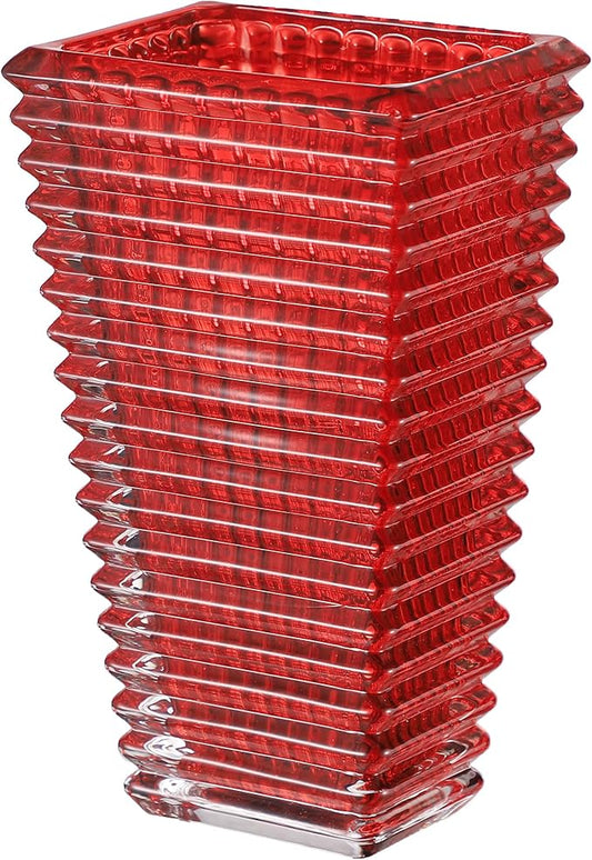 MCMCNCUIU Crystal Vase, Large Crystal Vases for Flowers, Large Flower Vase, Modern Red Vases for Living Room, Bedroom, Kitchen, Dining Table, Mantle, Wedding, 9 Inches