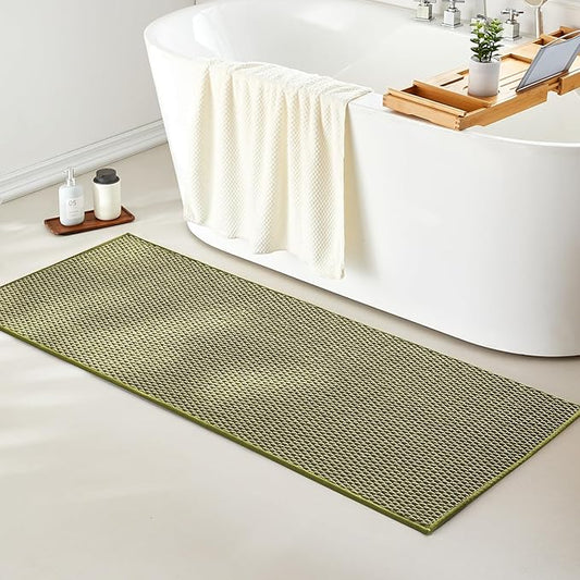 Bathroom Runner Rug, Long Bath Mat Washable Thin Quick Dry Low Pile Bathroom Runner Rugs Non Slip, Sage 24"x70"