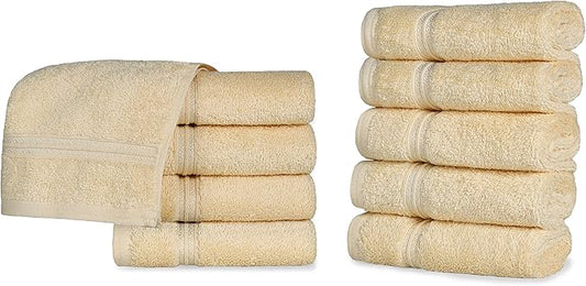 Superior Egyptian Cotton 10-Piece Face Towel Set , Small Towels For Facial, Spa, Quick Dry, Absorbent Towels, Bathroom Accessories, Guest Bath, Home Essentials, Washcloth, Airbnb, Canary