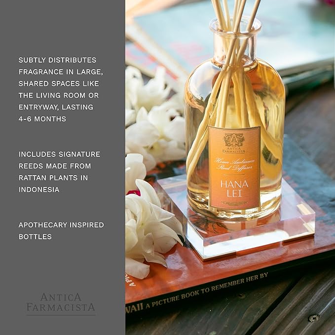 Antica Farmacista Home Ambiance Diffuser, Hana Lei Reed Diffuser, 16.9 Fl Oz