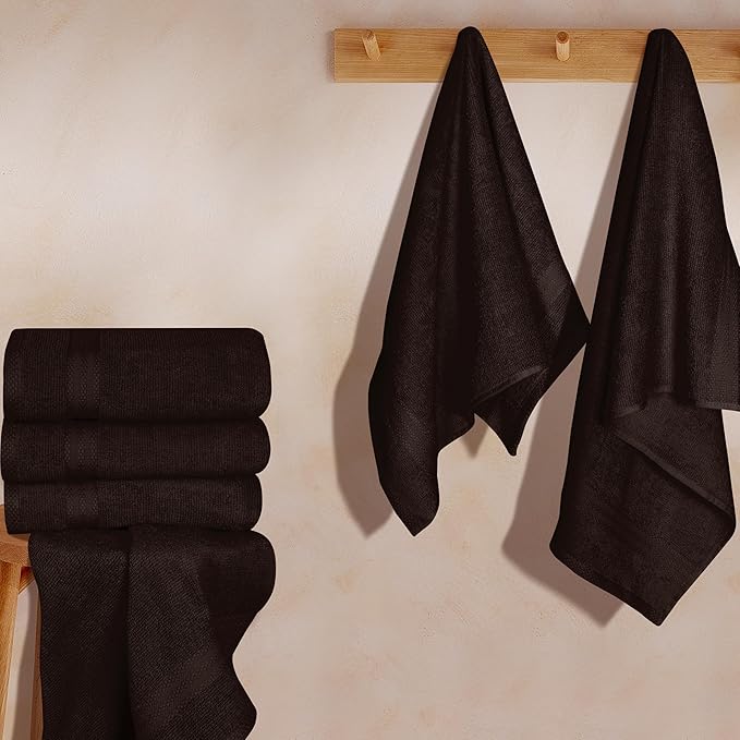 GLAMBURG Ultra Soft 6-Piece Hand Towel Set 16x28-100% Ringspun Cotton - Durable & Highly Absorbent Hand Towels - Ideal for use in Bathroom, Kitchen, Gym, Spa & General Cleaning - Chocolate Brown