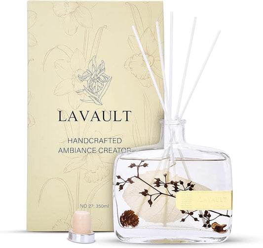 Reed Diffusers for Home - Greenwhite Ornaments - 100% Natural Materials - Long-Lasting Fragrance - Relaxing Atmosphere, Easy-to-Use & Eco-Friendly, Reusable Glass Bottle Flourish Tea Aroma