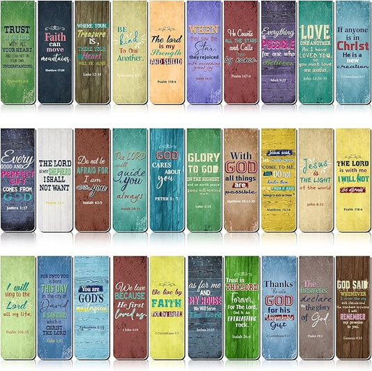 Chinco 30 Pcs Christian Bookmarks Magnetic Bible Verse Bookmarks Religious Scripture Inspirational Church Supplies Motivational Prayer Page Clip for Women Kid Student Teacher School Gift (Vintage)
