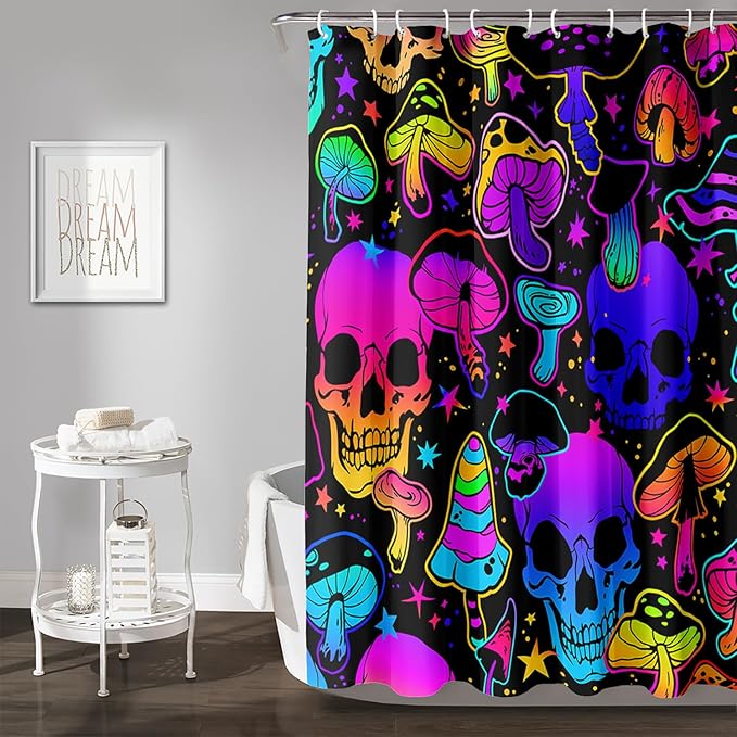 AILONEN Rose Flower Shower Curtain,Colorful Rose Flower Bath Curtain for Kids Girls Women,Modern Romantic Floral Flower Print Polyester Waterproof with 12 Plastic Hooks 72" W*84" H