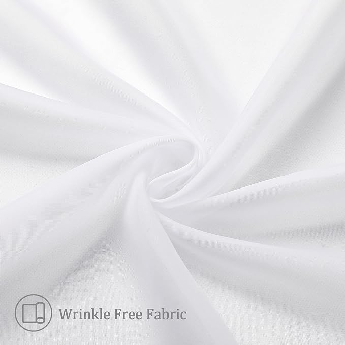 Aiyufneg White Sheer Valance for Window Curtains 24 Inch Length, Light Filtering Kitchen Valances, Small Voile Sheer Curtains for Living Room/Bathroom/Basement, Dual Rod Pocket, 2PCS, 40W x 24L Inch