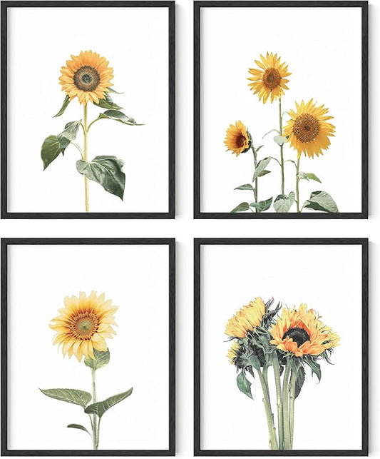 HAUS AND HUES Sunflower Wall Decor and Sunflower Posters Sunflower Bedroom Decor Sunflower Pictures Wall Decor Yellow Wall Art | Kitchen Decor Sunflower, Sunflower Decor (11"x14", UNFRAMED)