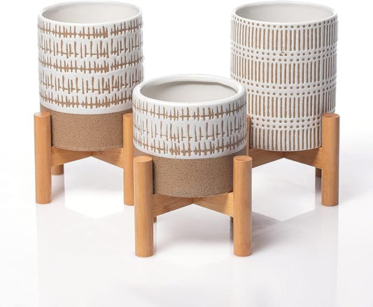 Set of 3 mini planters with stands | small plant pots with stands | small plant stands with pots for indoor plants or herbs | 3 mid century planters with stands | Plants not included