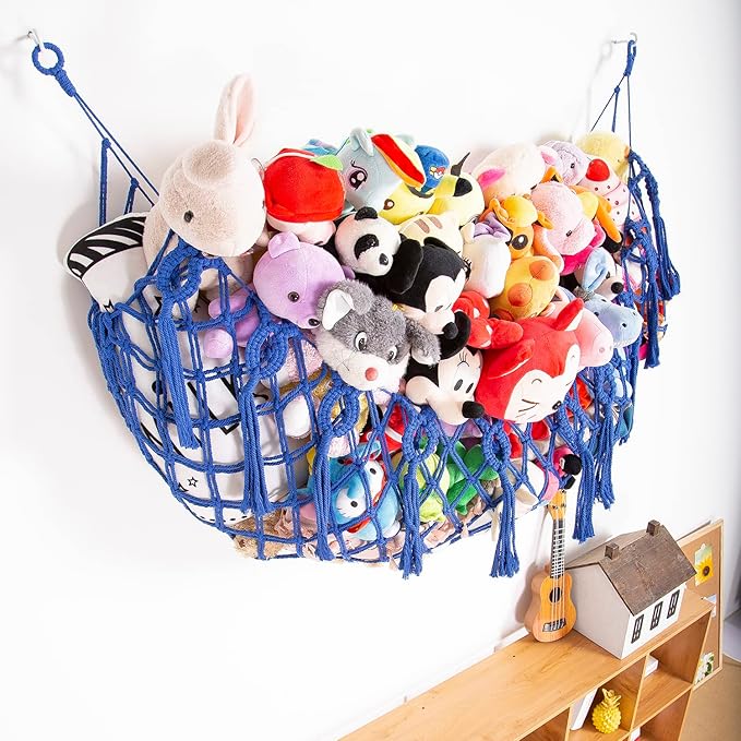 Stuffed Animal Net or Hammock Wall Hanging Net for Stuffed Animal Storage Macrame Toy Display Plush Toy Holder Soft Toy organizer for Nurery Kidroom Playroom