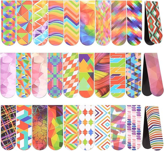 30 Pcs Magnetic Bookmarks, Mini Geometric Page Markers Magnetic, Geometric Magnetic Page Stand Bookmarks for Teachers School Home Office Reading Bookmarks