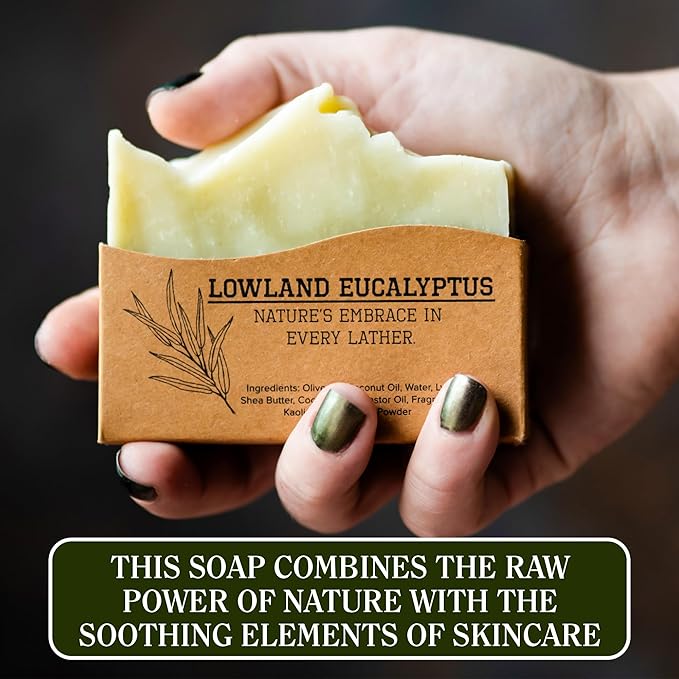 Compass Soap Lowland Eucalyptus | Natural Bar Soap for Men & Women | Body & Face Soap Bar for Women and Men | Minimalist & Gentle Lather | Natural Bath Soap, Paraben & Phthalate Free|5 oz Pack of 2