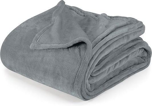 Utopia Bedding Cool Grey Fleece Blanket Queen Size Fuzzy Soft Anti-Static Microfiber Bed Blanket (90x90 Inch)