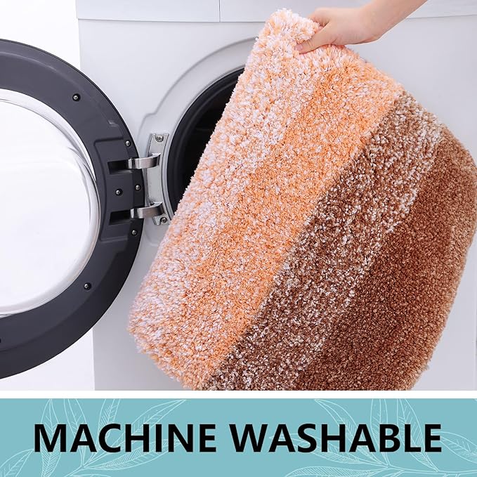 Arotive Microfiber Bathroom Rugs, Shaggy Soft and Absorbent Bath Rug, Non-Slip, Thick Plush Machine Washable Dry Bath Mats for Bathroom, Tub and Shower, 47x24, Orange