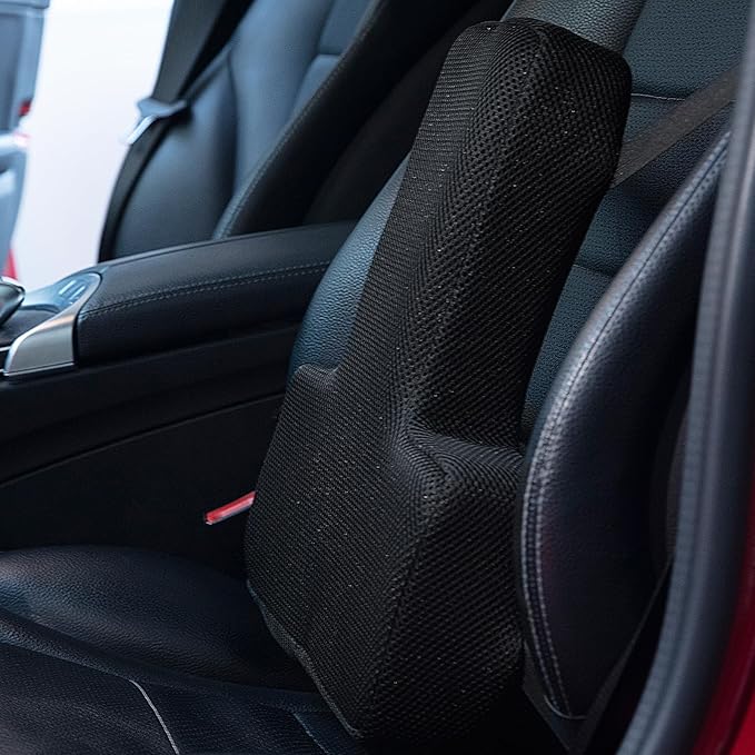 HOMBYS Lumbar Support Pillow for Office Chair-Seat Cushion for Back Support, Improved Sitting Posture and Upper/Lower Back Pain Relief for Desk Chairs, Car Seats and Airplanes(Black, 16"x12"x3")