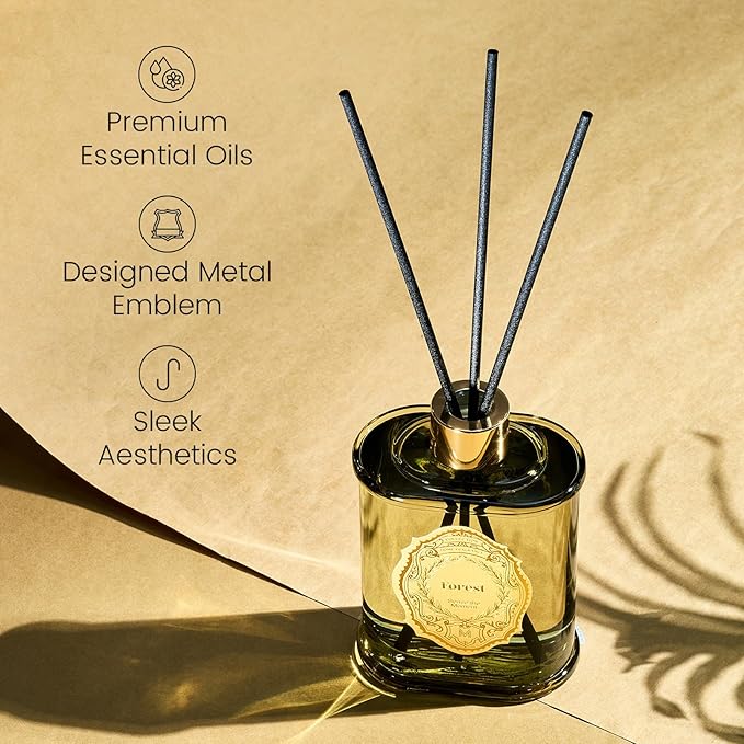 M&SENSE 8.4 oz Large Reed Diffuser for Home | Forest Scent Oil Diffuser with Sticks | Bedroom Bathroom Living Room Decor