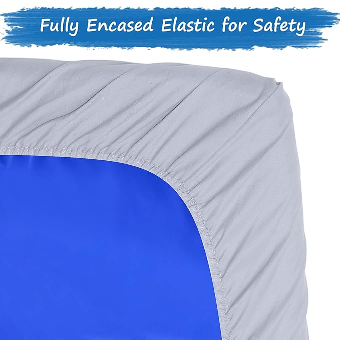 Nap Mat Sheet 24" x 48" x 4" Fitted Elastic Corners Preschool Day Care Rest Nap Mat Cover, Soft & Breathable Baby Sheets for Regalo My Cot Portable Toddler Bed and Joovy Travel Cot, Gray