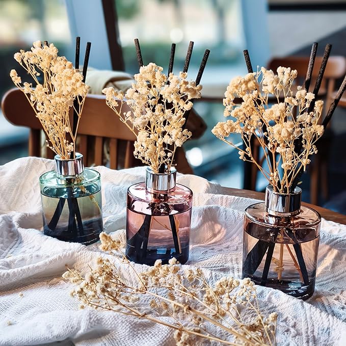 Brakula 3 Pack Reed Diffuser, Oil Diffuser Sticks, Fresh Linen, White Jasmine, Lavender Vanilla (4 fl oz Each Pack), Home Fragrance with 18 Sticks, Bathroom Decor, Reed diffusers for Home