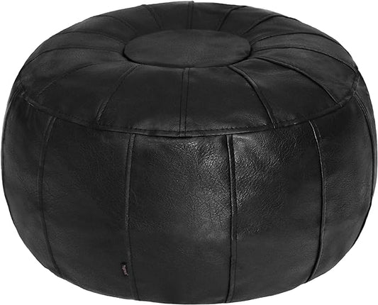 Thgonwid Unstuffed Moroccan Ottoman Pouf Cover, Ottoman Footstool Storage Solution, Bean Bag Chair, Foot Rest, Black