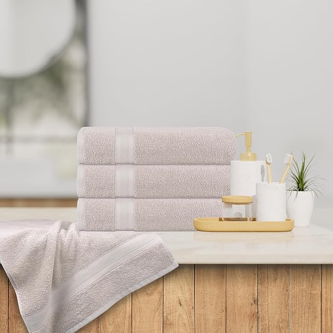 Quick-Dry, Soft & High Absorbent Hand Towels 16"x29" Cotton Turkish Hand Towel Set of 4 | Daily Use 100% Cotton Towels for Bathroom Gym & More | Bathroom Hand Towels (4 Pcs, Ice Silver)