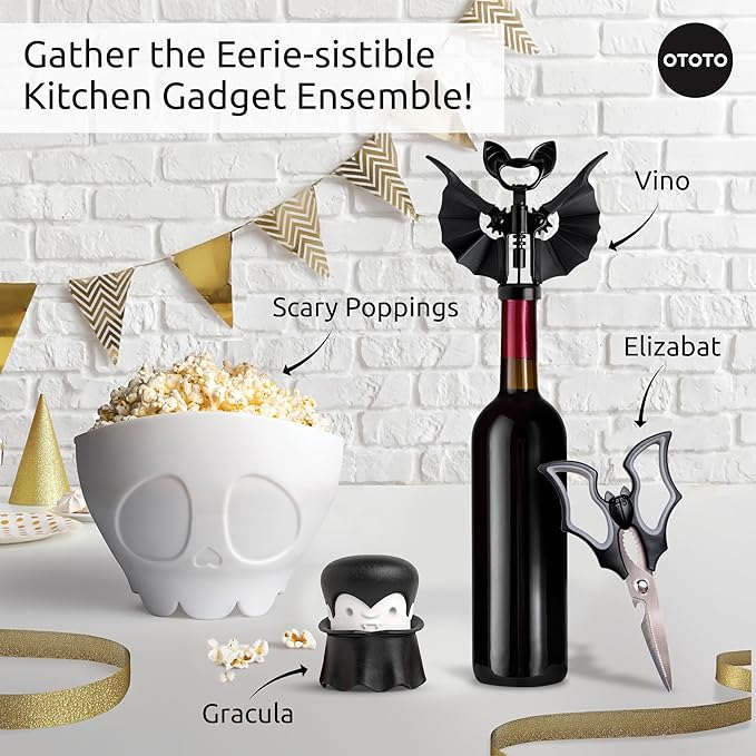 OTOTO New Scary Poppings Microwave Popcorn Popper - Gothic Popcorn Microwave Popper, Silicone Microwave Popcorn, Collapsible Bowl Popcorn Bowls, Halloween Goth Accessories Goth Gifts (White)
