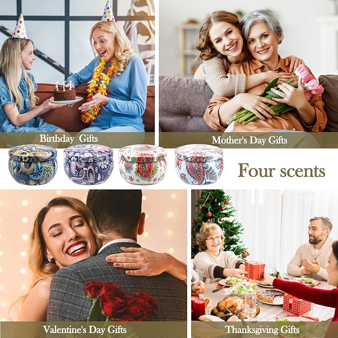 Scented Candles Gift Set for womem, 4 Pack Aromatherapy Candles for Home Scented, Long Lasting Soy Candle Lavender Candle Birthday Chrismas Gifts for Women Mom Bath Spa Yoga Candles