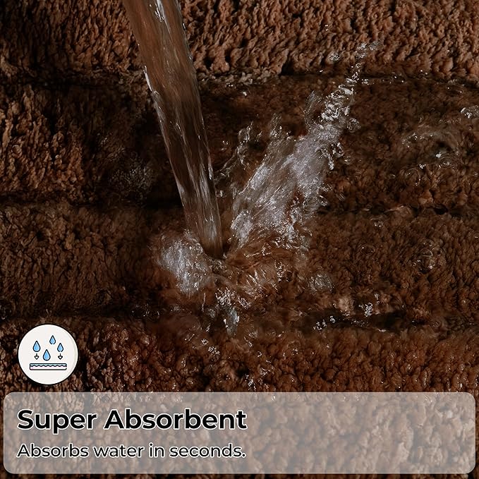 GRANNY SAYS Bathroom Rugs Non Slip 24" x 59", Bath Mats for Bathroom, Super Soft and Water Absorbent, Microfiber Washable Bath Rugs for Floor, Tub and Shower, Brown