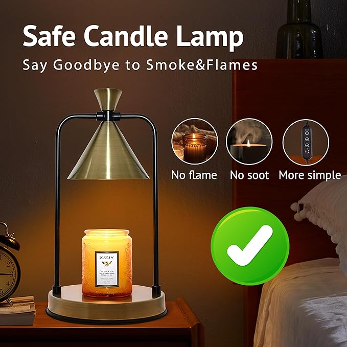 Candle Warmer Lamp with Timer Dimmer,Electric Candle Warmer, Candle Lamp with Large Base for Scented Jar Candles,Birthday Gifts for Mom Women,House Warming Gifts for New Home Bedroom Decor,Bronze