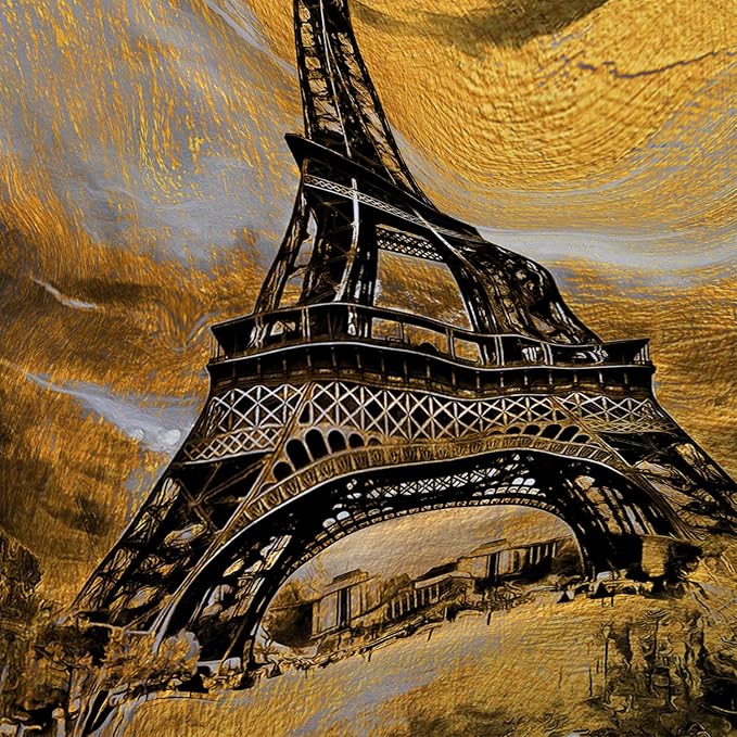 AILONEN Eiffel Tower Shower Curtain,Afterglow Tower Bathroom Fabric Shower Curtain for Boys Kids Teens, 72" W*96" H Vintage Orange & Black Style Paris Tower Bathroom Decor