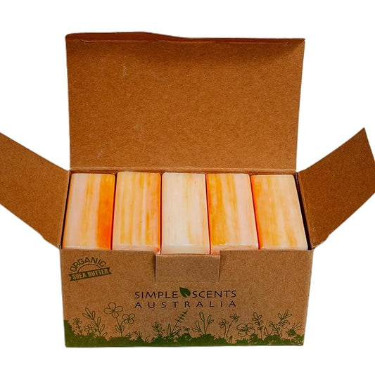 Orange Zest Scented Natural Soap Bars (5 Bars), 3.5oz Moisturizing French Triple Milled Soap Bars Enriched with Shea Butter - Pure Plant Oil Bath & Body