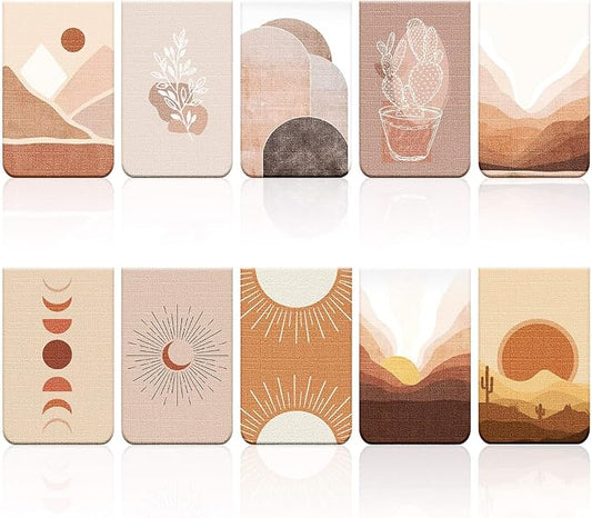 10 Pieces Boho Sun Magnetic Bookmarks Book Markers Magnet Page Markers Assorted Inspirational Book Set with Landscape for Students Teachers Reading