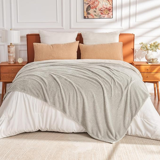 EMME Fluffy Soft Blanket Twin Size - 60"*80" Grey Soft Fluffy Warm Throw Blankets for Couch, Sofa, Chair, Bed, Camping, Picnic, Travel Lightweight Bed Blanket