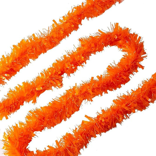 26.2 Feet Orange Holiday Tinsel Garland for Graduation, Birthday, Weddings, Party Decorations, Christmas, Patriotic Foil Tinsel Garland for All-Season Home Indoor Outdoor Party Supplies(Orange)