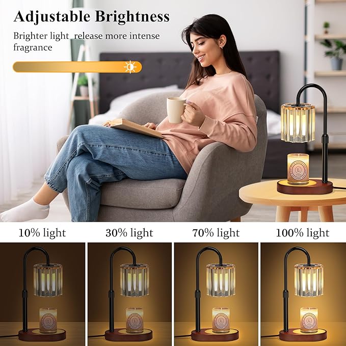 Lukasa Candle Warmer Lamp, with RGB LED Lights,Timer and Dimmer, Adjustable Height, House Warming Gifts New Home Decor, Gifts for Women Mom, Wax Melt Warmer for Scented Jar Candles
