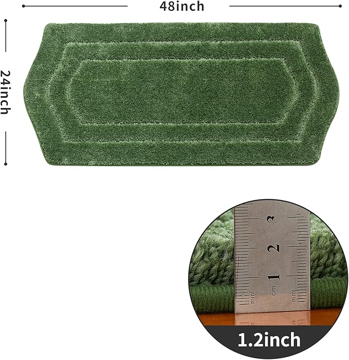 COSY HOMEER Extra Thick Bath Linen Sets Rugs for Bathroom - Anti-Slip Bath Mats Soft Plush 100% Strong Polyester Mat Living Room Bedroom Water Absorbent(Green,24x48 - Inches)