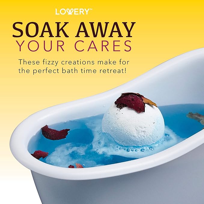 Bath Bombs Gift Set for Women and Men, 10 Oversized Two Tone Bath Fizzies with Shea & Coco Butter Dry Flower Petals, Rich Spa Bath Set in Cute Tub, Multiple Fragrances, Birthday Gifts