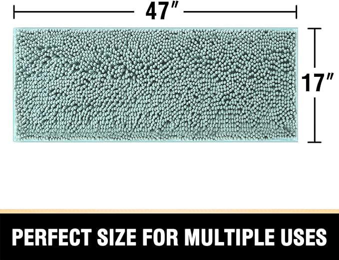 H.VERSAILTEX Bathroom Rugs Bath Mats Non Slip Luxury Chenille Bathroom Runner Rug 47x17 Extra Soft and Absorbent Shaggy Rugs Washable Dry Fast Area Carpet Mats, Tub - Aqua Foam
