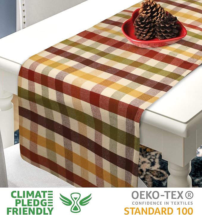 Urban Villa Christmas TableRunner 100% Cotton Fused Table Runner Christmas Special 14''x72'' Over Sized Buffalo Check TableRunner Heavier Quality