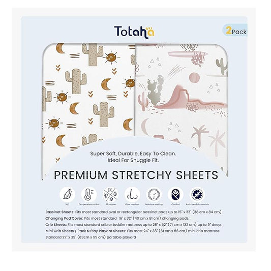 TotAha Cactus Changing Pad Covers Neutral, Buttery Soft Changing Table Cover Girl Boy, Silky Comfort Diaper Changing Pad Cover Fit 32x16 Changing Pads