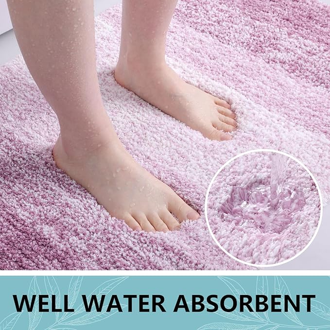 Arotive Microfiber Bathroom Rugs, Shaggy Soft and Absorbent Bath Rug, Non-Slip, Thick Plush Machine Washable Dry Bath Mats for Bathroom, Tub and Shower, 44x24, Purple