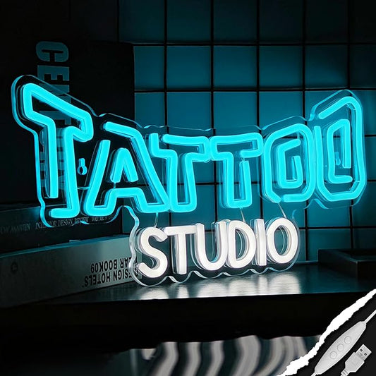 Tattoo Neon Sign Dimmable Tattoo Studio Neon Light for Tattoo Salon Studio Shop Business Logo Bedroom Beer Bar Pub Garage Man Cave Decor USB Powered Christmas Birthday Gift