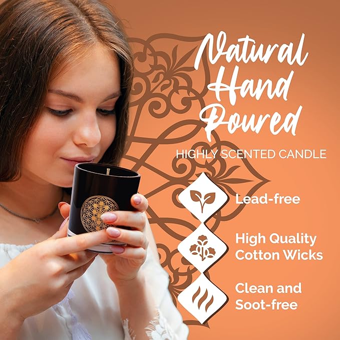 Citrus Aromatherapy Candle, Zesty Scented Candles, Luxury Candles Scented with Tree of Life Symbol, Hand-Poured Soy Candle, 50 Hours Burn Time, 7.6 oz. - OneSoul Collection