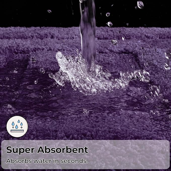 GRANNY SAYS Bathroom Rug Mat,59" x 24" Bath Mats for Bathroom Non-Slip, Super Soft and Water Absorbent, Microfiber Bath Rugs, Machine Wash Dry, Large Bath Rugs for Floor, Purple