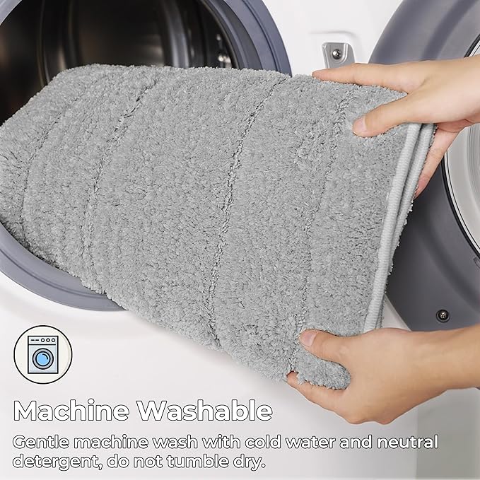 GRANNY SAYS Bathroom Rugs Sets 2 Piece,Soft Bath Mats for Bathroom, Bath Rugs Non Slip Washable, Absorbent Bath Rug for Tub, Shower and Toilet, Bath Mat Set (Gray, 20" x 32" + 16" x 24")